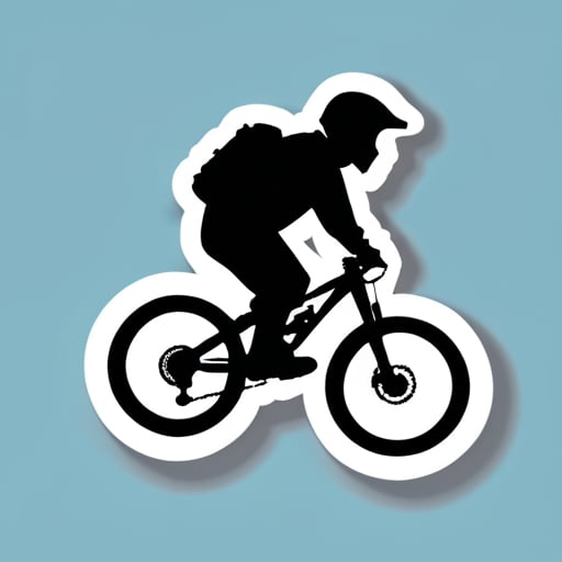 Xe đạp địa hình đang giảm tốc khi đi xuống núi, bánh xe ném bụi lên sticker