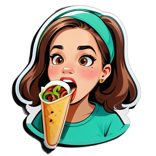 shawarma en la boca de una chica sticker