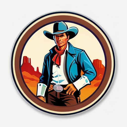 American retro-style Western cowboy sticker
