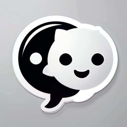 Icône pour application de chat blanc et noir sticker