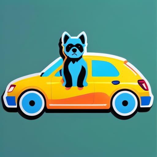 Xe hơi và chó sticker