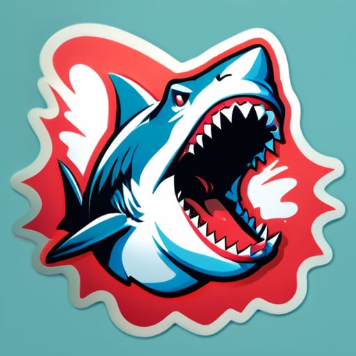 Requin, face, bouche ouverte, dents acérées, style rétro américain sticker