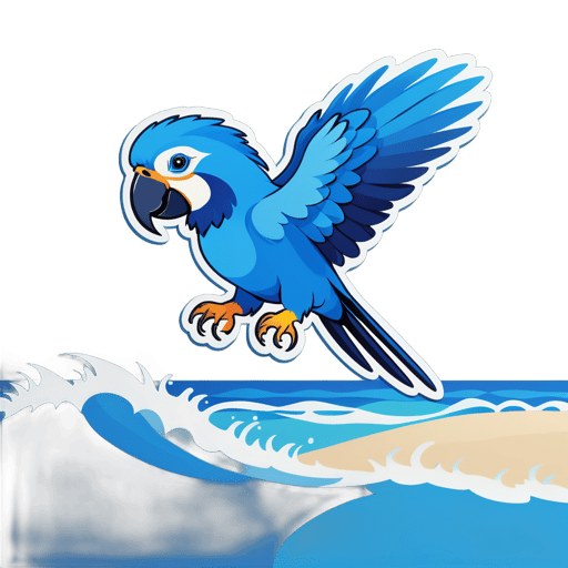 Papagaio Azul Voando sobre o Oceano sticker