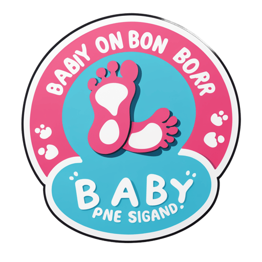"Baby on Board" 帶著可愛的腳印 sticker