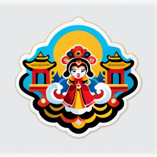 ópera de Pekín con el Templo del Cielo sticker