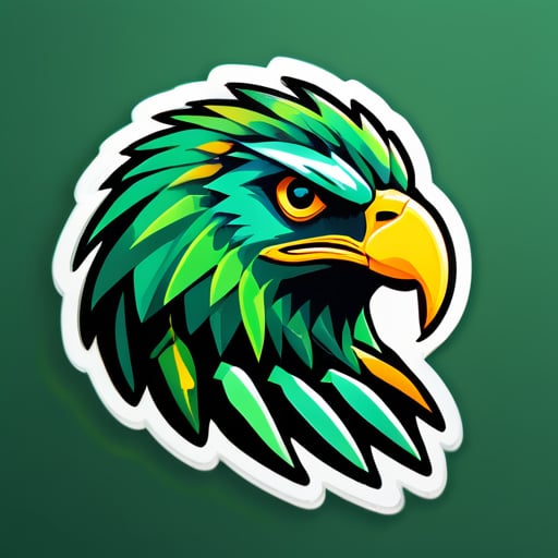 tạo logo game của một con đại bàng màu xanh lá cây và họa tiết châu Phi sticker