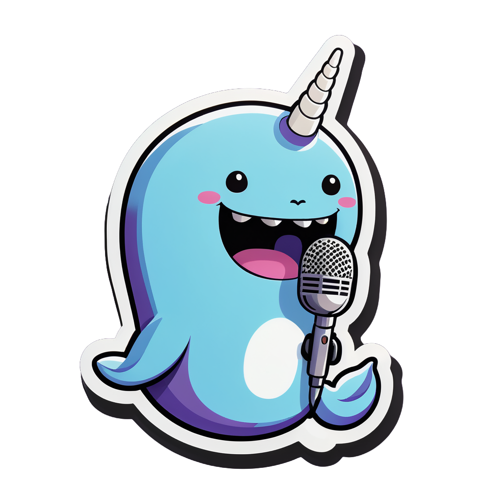 Neo-Soul Narwhal with Microphone sticker