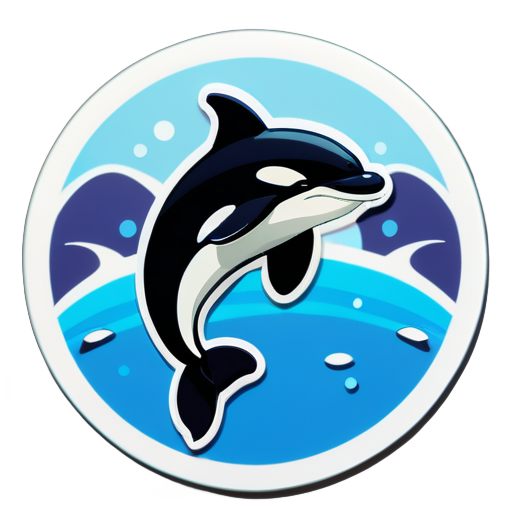 cute orca  fish in a circle as japan peace symbol sticker