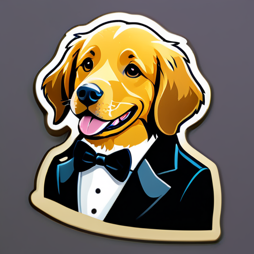 golden retriever avec smoking sticker