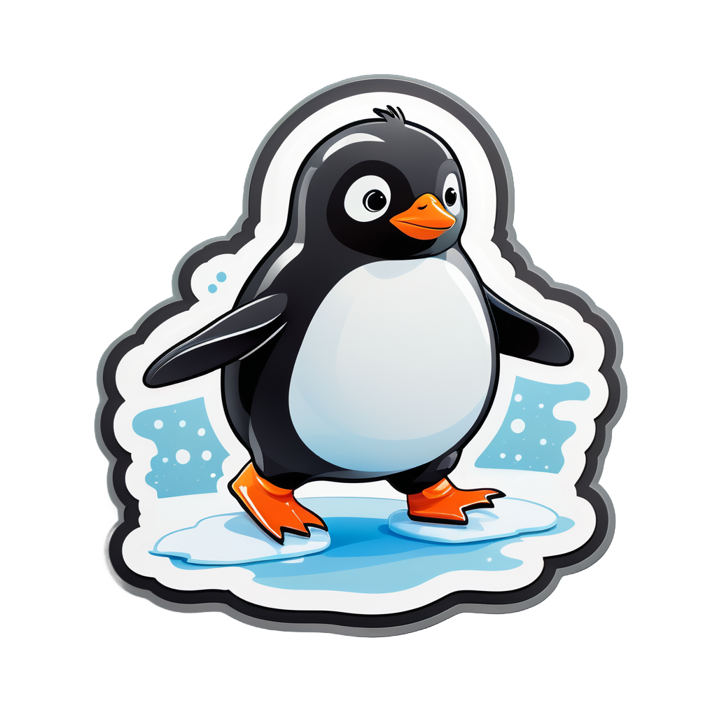 Penguin noir se dandinant sur la glace sticker