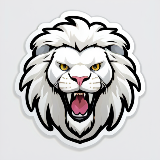 a styling white lion with roarring face sticker