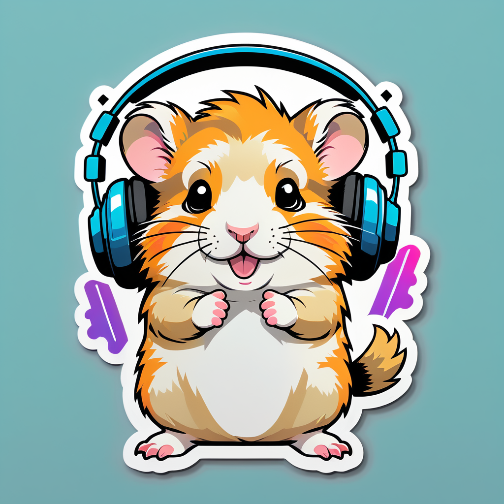 Maison Hamster avec Casque sticker