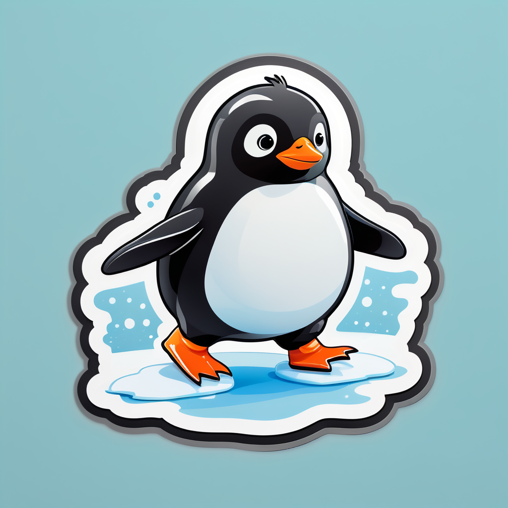 Penguin noir se dandinant sur la glace sticker