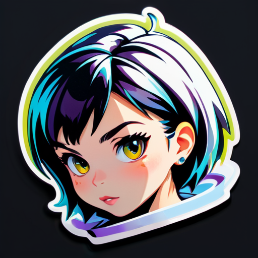 Fille aux cheveux courts cool sticker