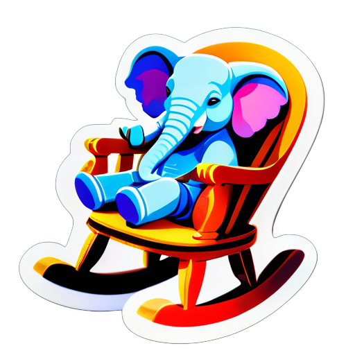 um elefante como hygichad está balançando em uma cadeira de balanço sticker