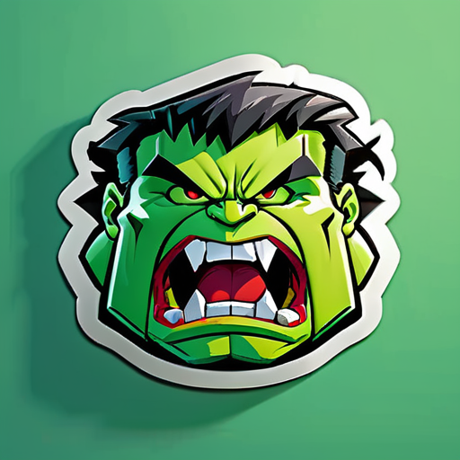 Hulk enojado golpeando a través de una pared, estilo 3D sticker