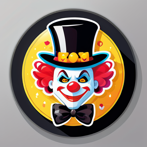 April Fools' Day runder Profilbilderrahmen Clown Karneval Luftballons Zauberbox Zauberhut Maske schwarzer Hintergrund Schleife Rutsche Spielkarten Zauberer sticker