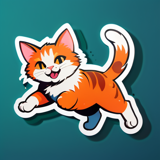 A cat flys sticker