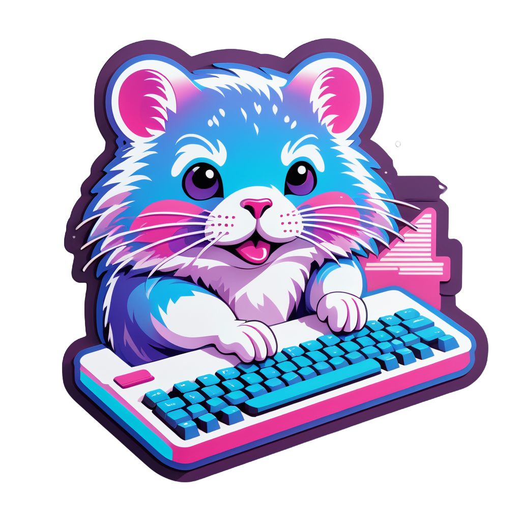 Vaporwave Vole with Keyboard sticker