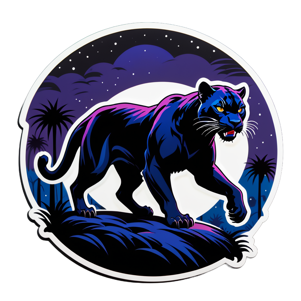 Schwarzer Panther streift in der Nacht umher sticker