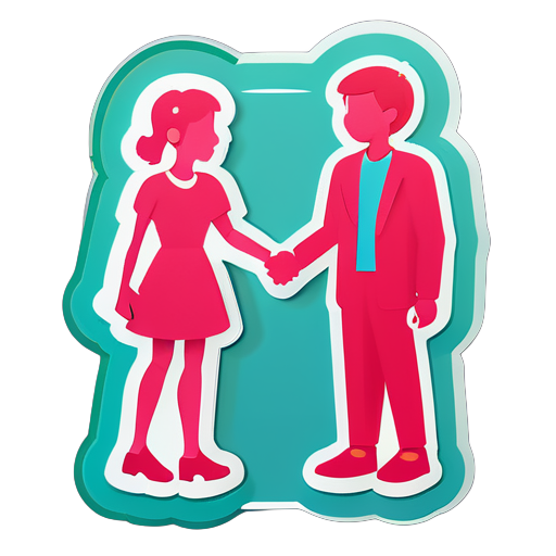 two person shaking hand sticker