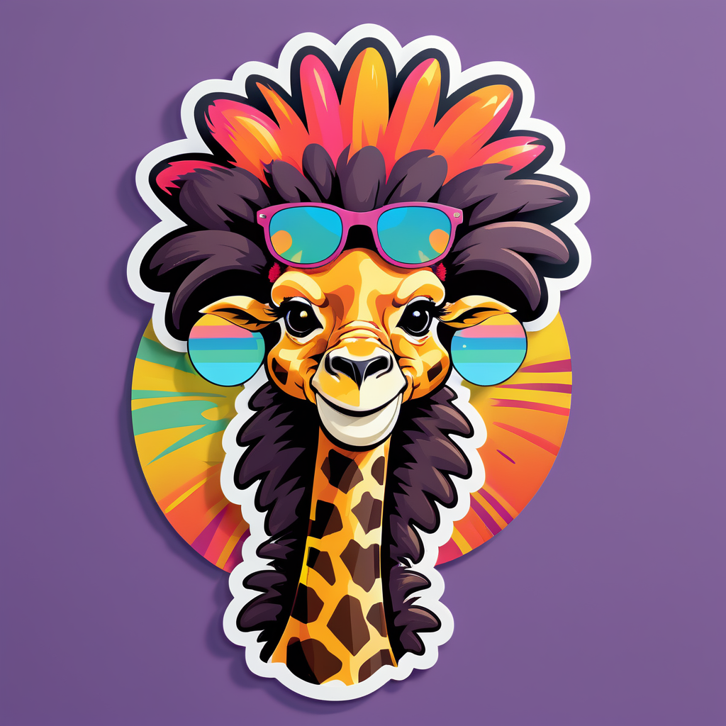 Groovy Giraffe with Afro sticker