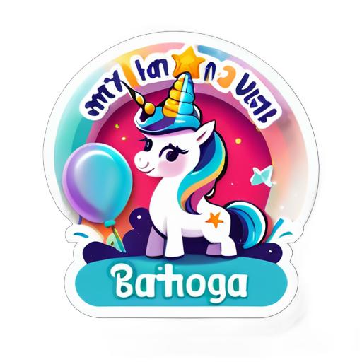 STICKER DE UNICORNIO PARA PEGAR EN BOLSITAS DE CUMPLEAÑOS QUE DIGA "MIS 2 AÑITOS VICTORIA" sticker