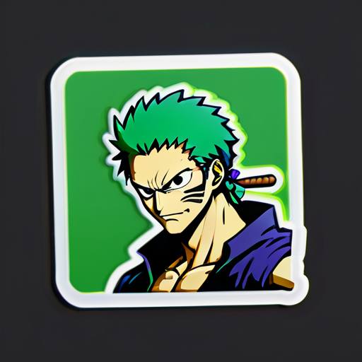 Erstelle einen Zoro aus einem Sticker von One Piece sticker