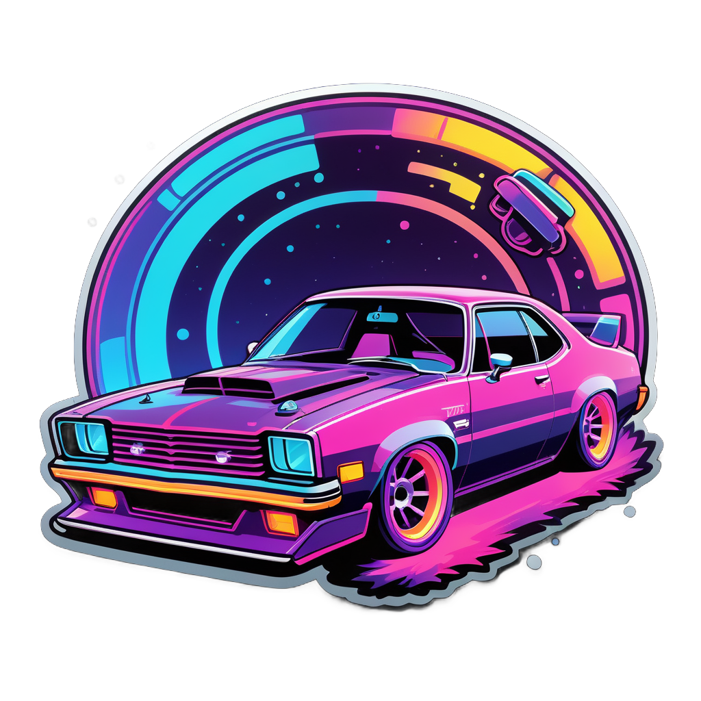 Tuner Car with Neon Lights sticker