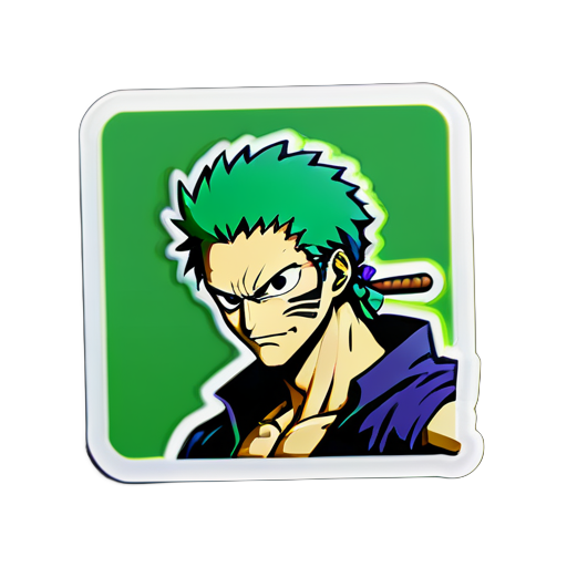 Erstelle einen Zoro aus einem Sticker von One Piece sticker