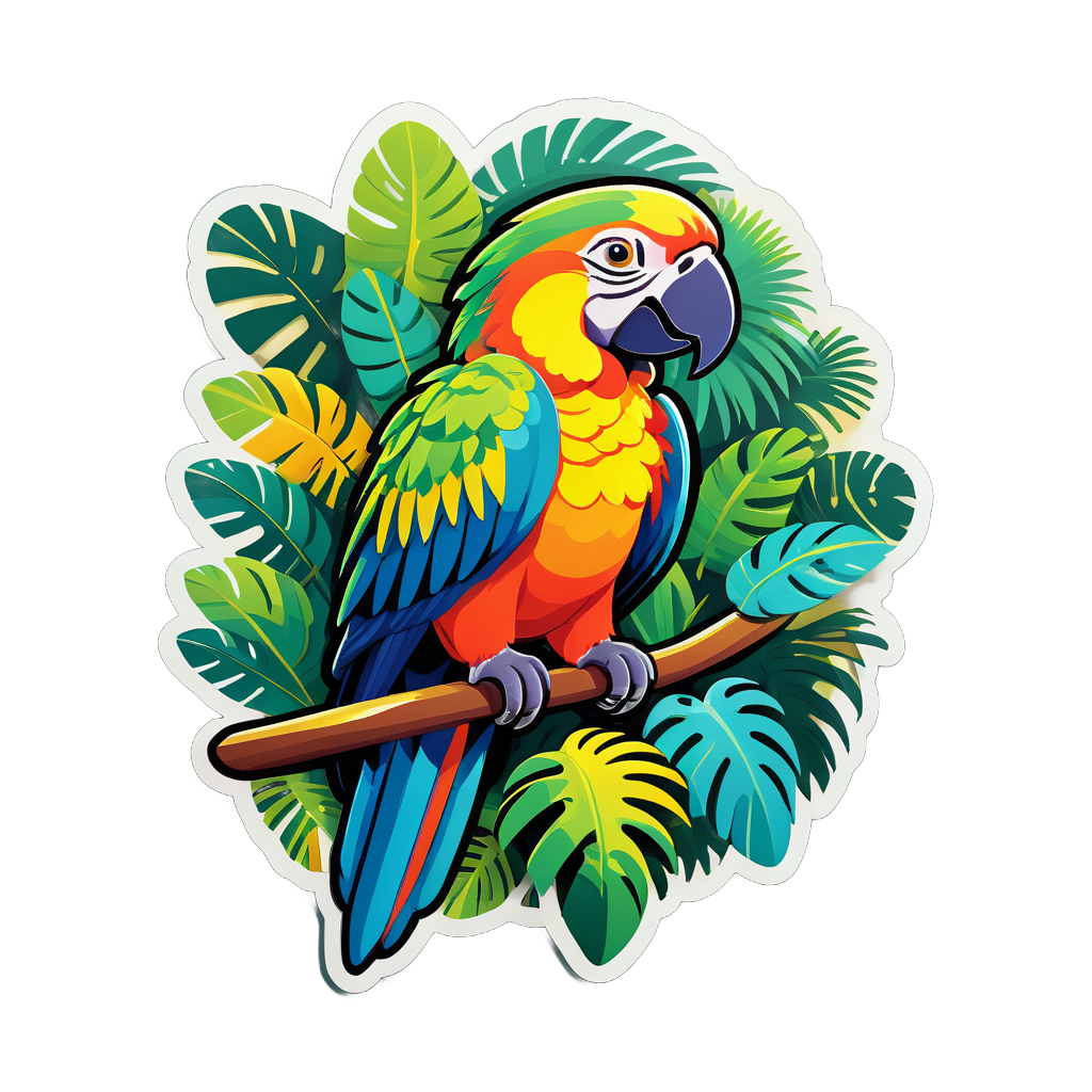 Exotic Parrot in Jungle sticker