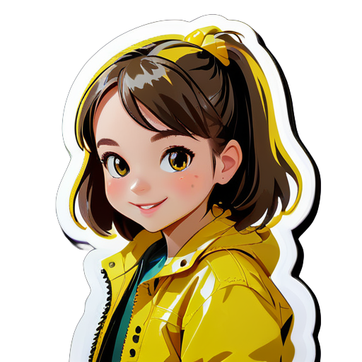 Jeune fille avec une veste jaune  sticker