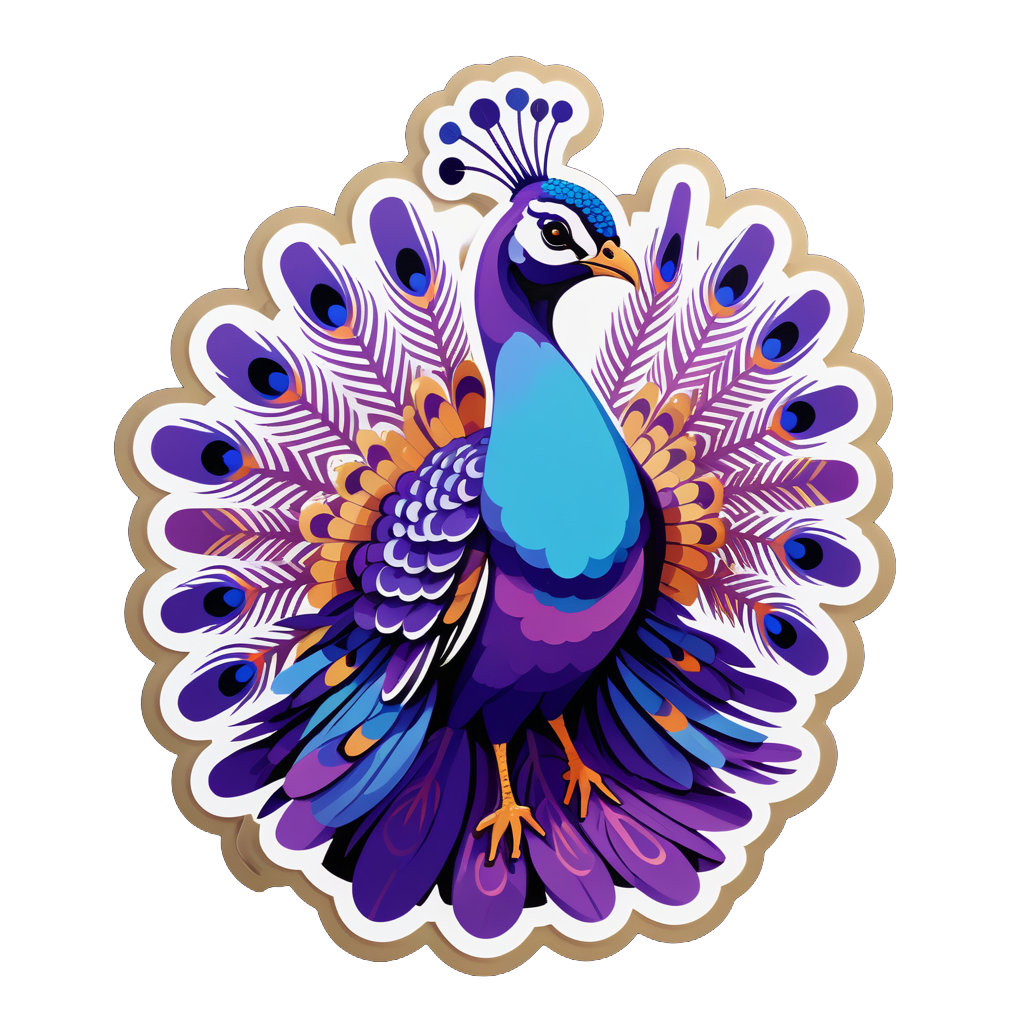 Exhibición de Plumas de Pavo Real Morado sticker