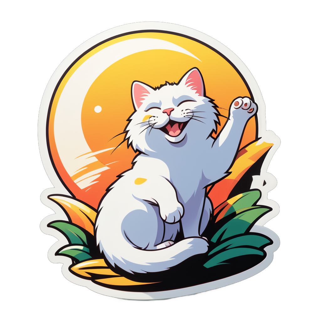 Relaxed Cat Stretching in the Sun sticker