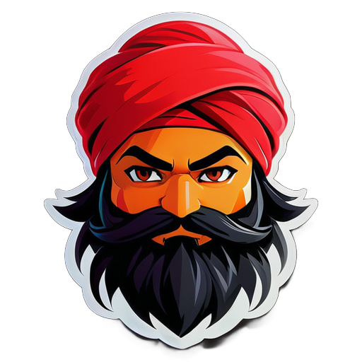 Sikh red Turban Ninja with proper black beard looking like gamer ninja sticker