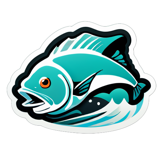 red de arrastre de peces sticker