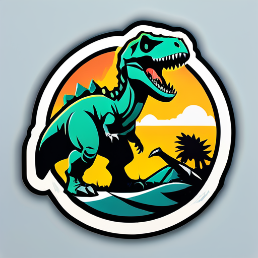 Ark survival Sticker with a last survivor and dinosaur sticker