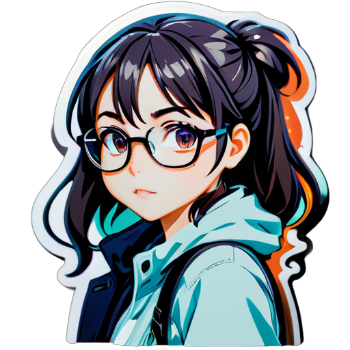 chica anime con lentes sticker