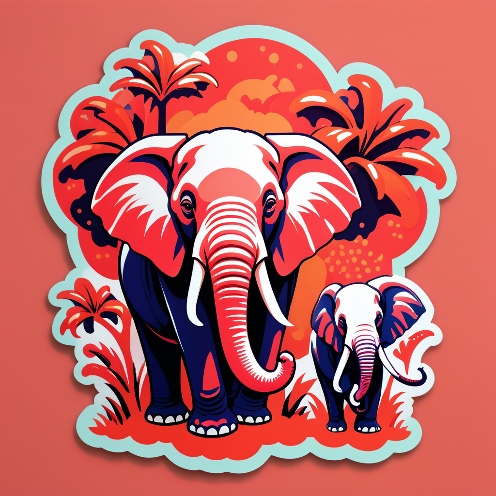 Substantial Coral Elephants sticker