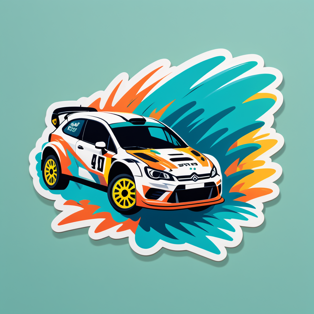 Rally Car in Action sticker