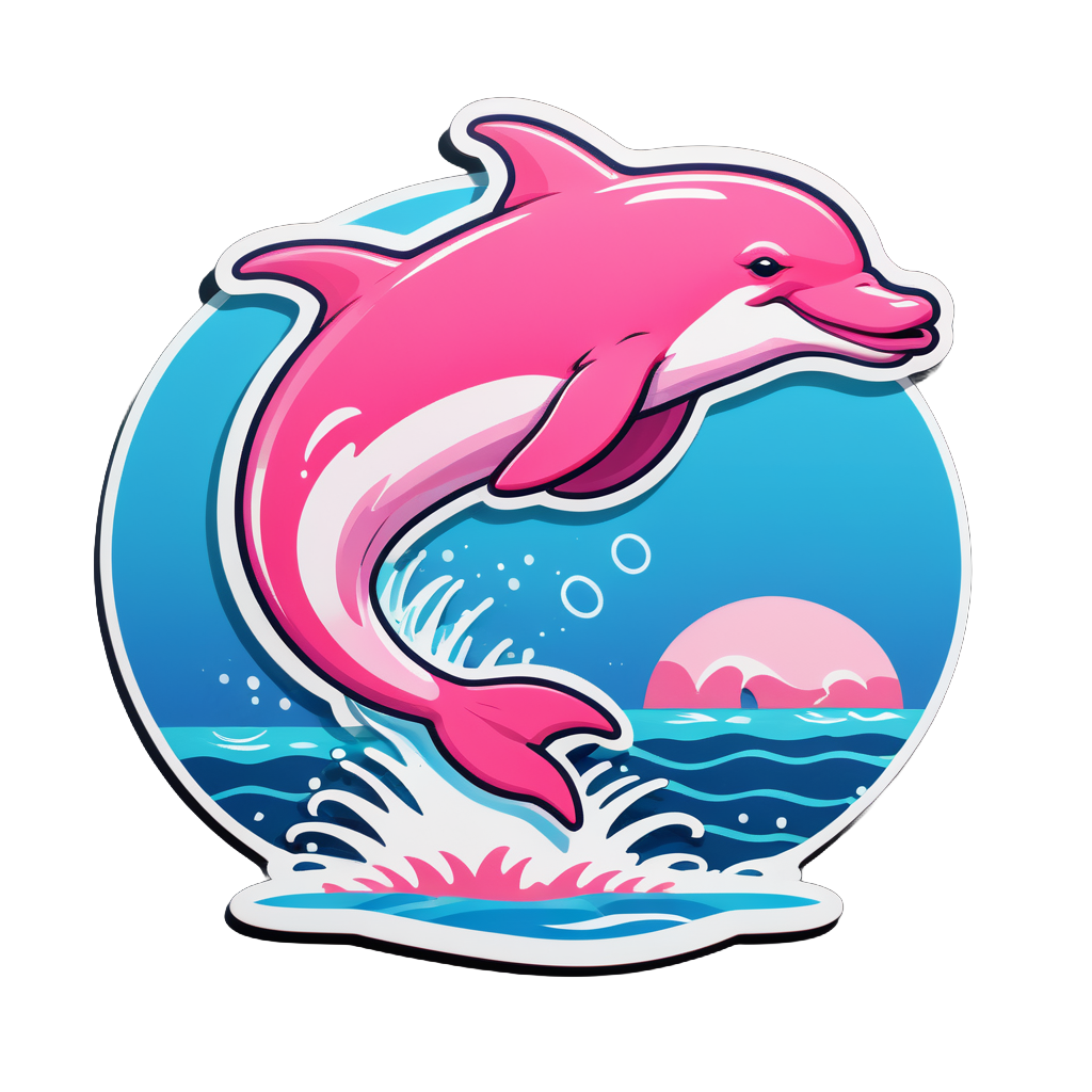 Dauphin rose sautant dans la rivière sticker