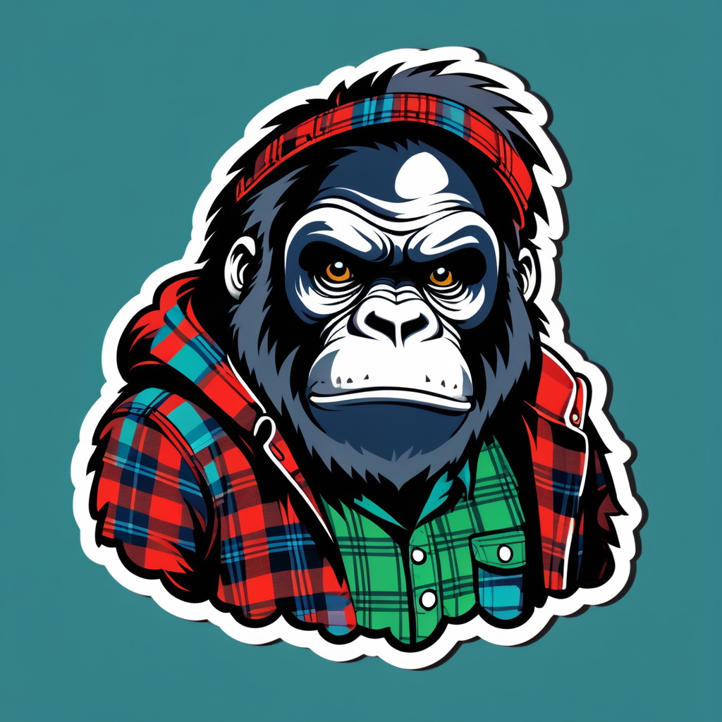 Grunge Gorilla với Áo Flannel sticker