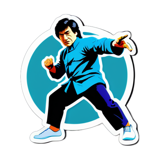 Le #superstar des arts martiaux Jackie Chan est en train de battre des méchants sticker