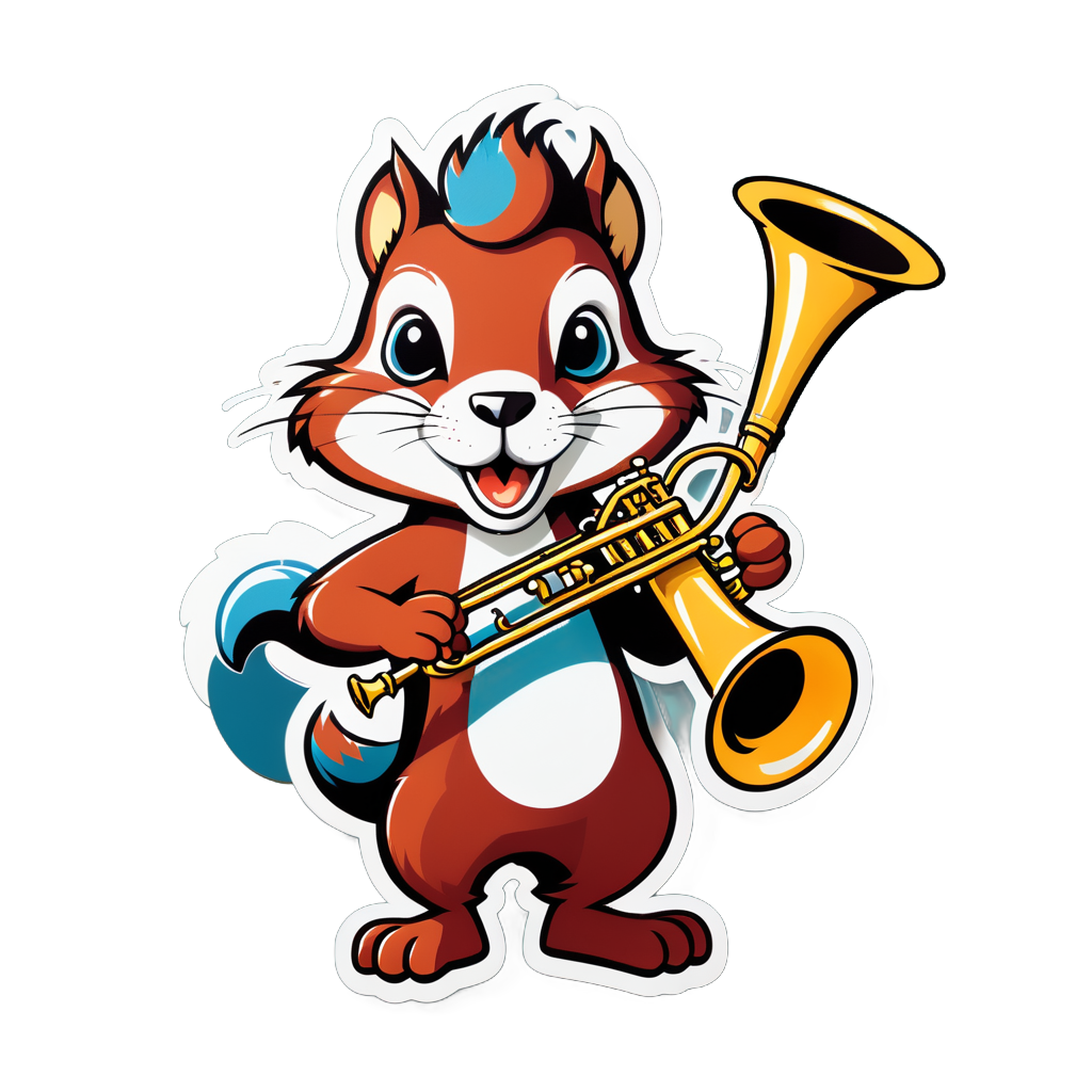 Ska Squirrel with Trumpet sticker