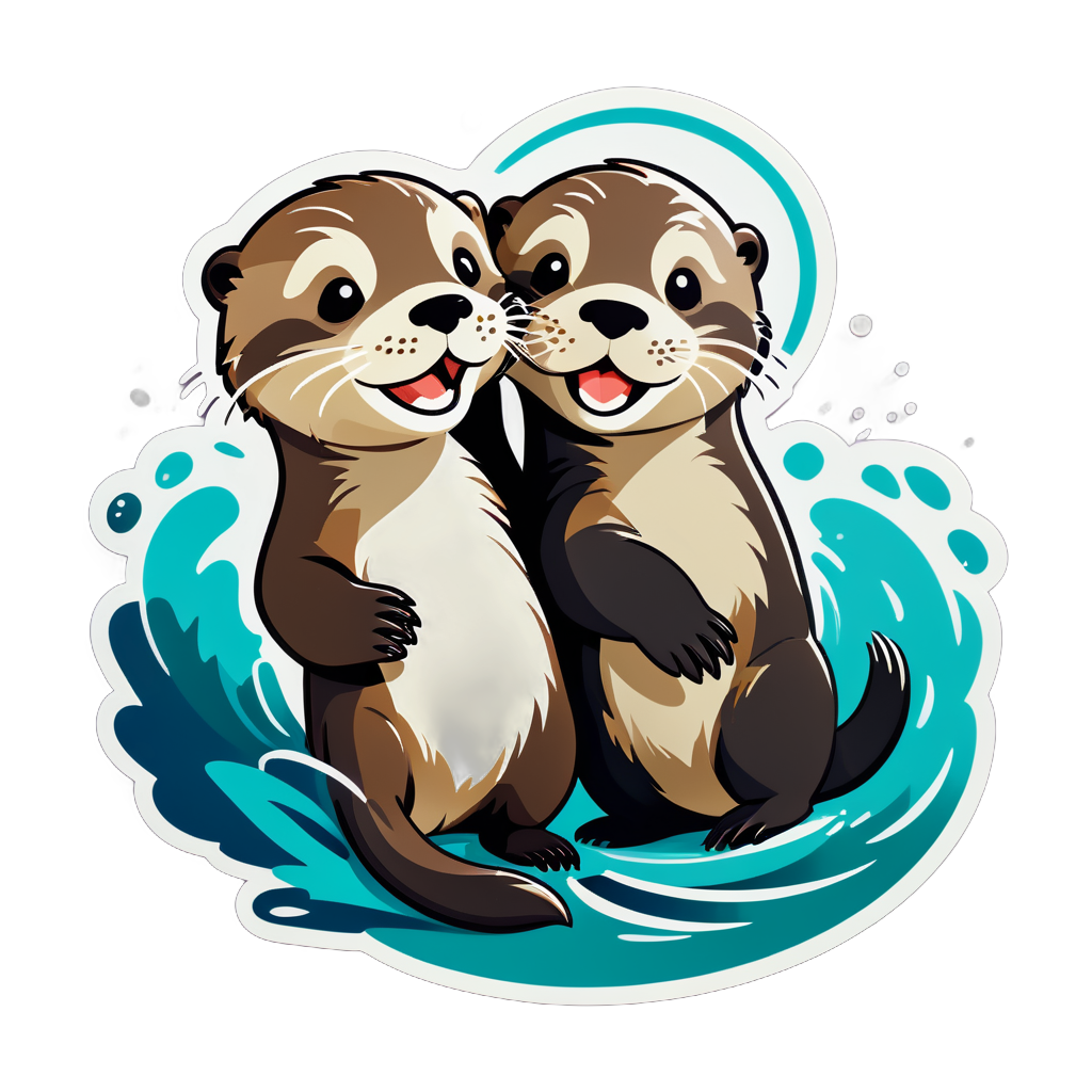 Playful Otter Duo sticker