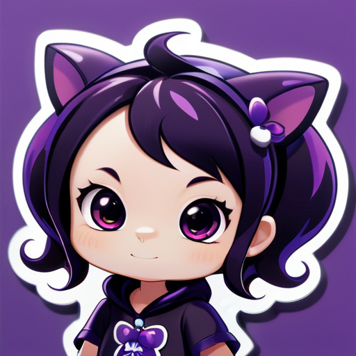 creame un calca animada infantil con el tema de kuromi morado que tenga el nombre de DANNA SOFIA 7 AÑOS sticker