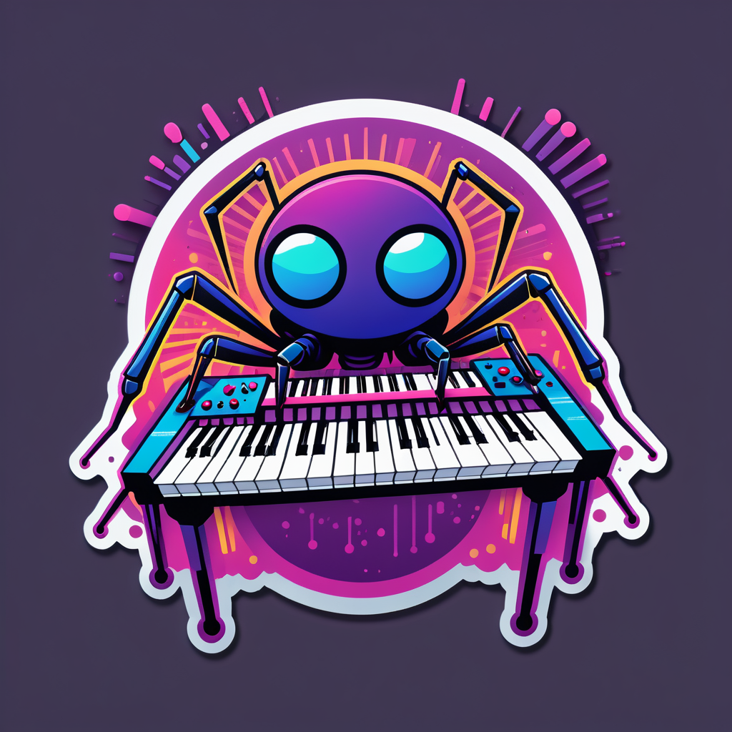 Synth Pop Spinne mit Synthesizer sticker