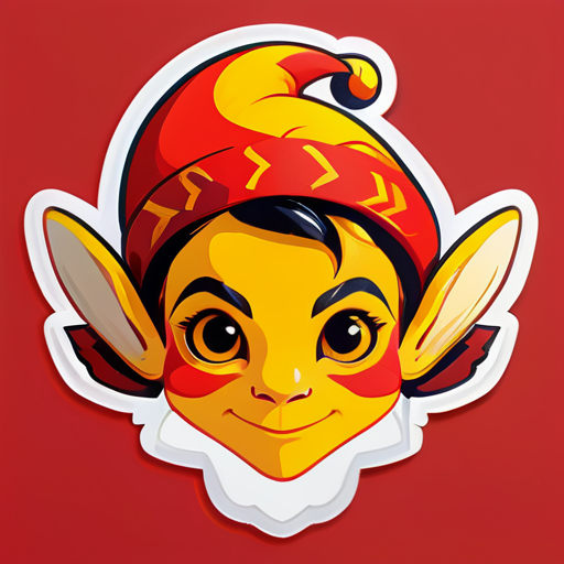 Un portrait de petit lutin abeille avec une palette de couleurs rouge et jaune sticker