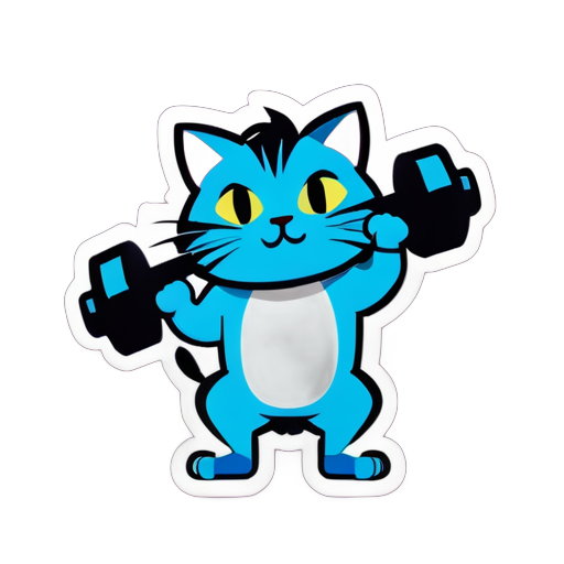 고양이가 덤벨을 들고 있는 모습 sticker