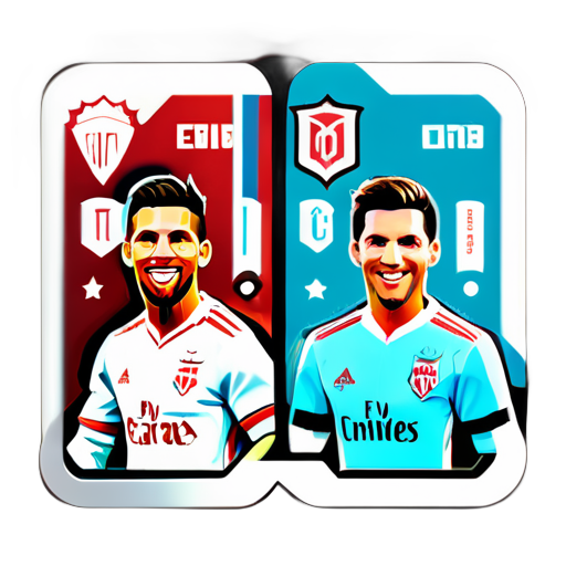 crea 3 stickers (adhesivos) (se parecen a unas pegatinas con borde blanco) de los temas
1 Cristiano Ronaldo 
2 Lionel MEssi
3 Celta de vigo 
Todo ello en stickers separados
 sticker